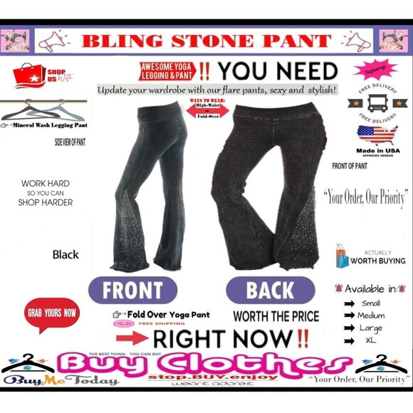 ✅BULLY Fold Over GEM STONE➕🆒 LEGGING PANT High Waist Mineral Wash 💸BUY NOW‼️🟢 - Picture 14 of 16
